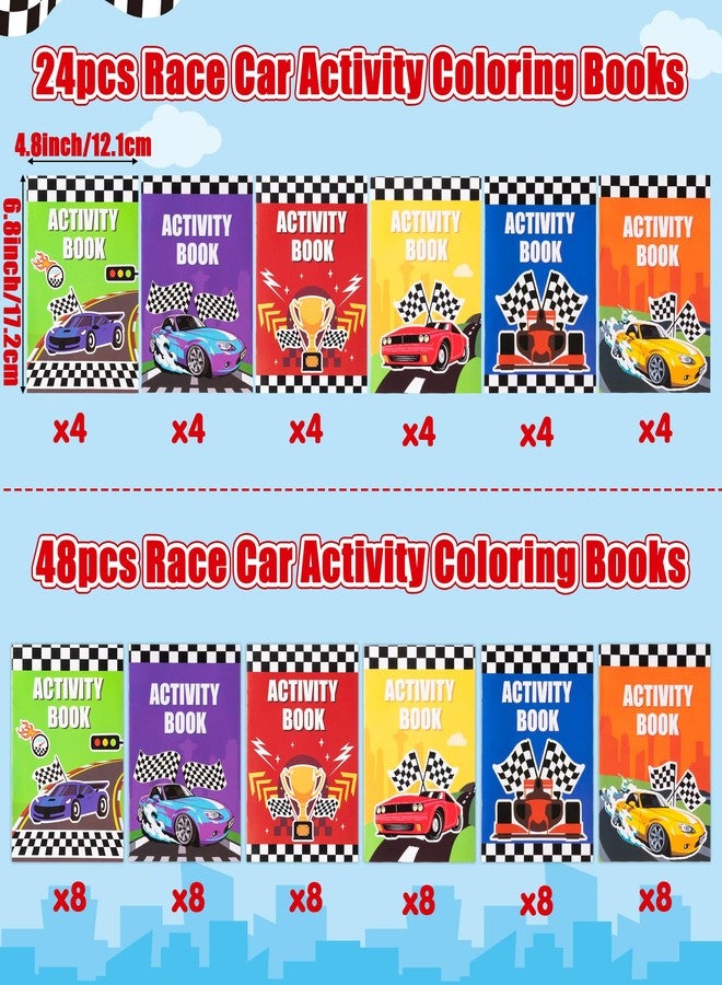 JAPBOR Race Car Coloring Books - 24PCS Mini Racing Cars Activity Color Books Bulk for Kid Party Favors, Truck Transportation Themed Small Colouring Pages for Birthday Gifts Class Drawing Painting Game - Image 2